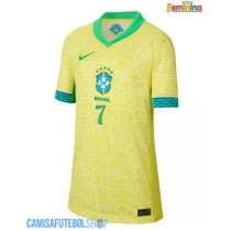 Camisa de time de futebol Brasil Vinicius Junior #7 Replicas 1º Equipamento Feminina Copa America 2024 Manga Curta